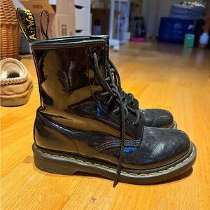 Dr.Marten Black Shiny Leather Lace-Up Boots